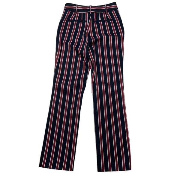 Frame Backstage Striped Trousers Pants 2 Navy Multi High Rise Straight Leg - Picture 2 of 12